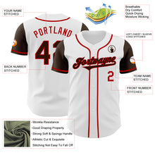 Load image into Gallery viewer, Custom White Brown-Red Authentic Two Tone Baseball Jersey