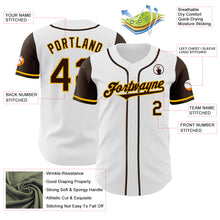 Load image into Gallery viewer, Custom White Brown-Gold Authentic Two Tone Baseball Jersey