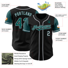 Load image into Gallery viewer, Custom Black Midnight Green-Gray Authentic Two Tone Baseball Jersey