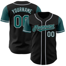 Load image into Gallery viewer, Custom Black Midnight Green-Gray Authentic Two Tone Baseball Jersey