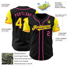 Load image into Gallery viewer, Custom Black Light Yellow-Pink Authentic Two Tone Baseball Jersey