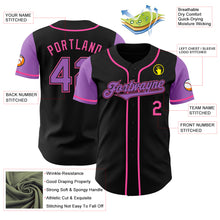 Load image into Gallery viewer, Custom Black Medium Purple-Pink Authentic Two Tone Baseball Jersey