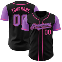 Load image into Gallery viewer, Custom Black Medium Purple-Pink Authentic Two Tone Baseball Jersey