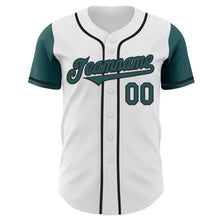 Load image into Gallery viewer, Custom White Midnight Green-Black Authentic Two Tone Baseball Jersey