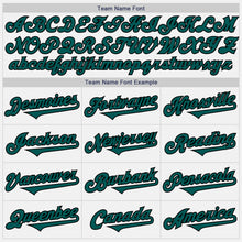 Load image into Gallery viewer, Custom White Midnight Green-Black Authentic Two Tone Baseball Jersey