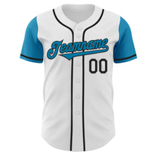 Load image into Gallery viewer, Custom White Panther Blue-Black Authentic Two Tone Baseball Jersey