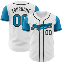Load image into Gallery viewer, Custom White Panther Blue-Black Authentic Two Tone Baseball Jersey