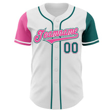 Load image into Gallery viewer, Custom White Teal-Pink Authentic Two Tone Baseball Jersey