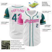 Load image into Gallery viewer, Custom White Teal-Pink Authentic Two Tone Baseball Jersey