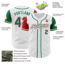 Load image into Gallery viewer, Custom White Kelly Green-Red Authentic Two Tone Baseball Jersey
