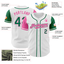 Load image into Gallery viewer, Custom White Kelly Green-Pink Authentic Two Tone Baseball Jersey