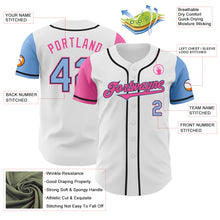 Load image into Gallery viewer, Custom White Light Blue Black-Pink Authentic Two Tone Baseball Jersey