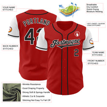 Load image into Gallery viewer, Custom Red Black-White Authentic Two Tone Baseball Jersey