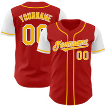 Load image into Gallery viewer, Custom Red Gold-White Authentic Two Tone Baseball Jersey