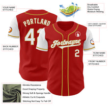 Load image into Gallery viewer, Custom Red White-Old Gold Authentic Two Tone Baseball Jersey