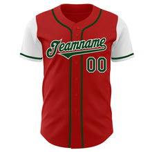 Load image into Gallery viewer, Custom Red Green-White Authentic Two Tone Baseball Jersey