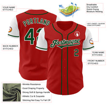 Load image into Gallery viewer, Custom Red Green-White Authentic Two Tone Baseball Jersey