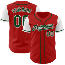 Load image into Gallery viewer, Custom Red Green-White Authentic Two Tone Baseball Jersey