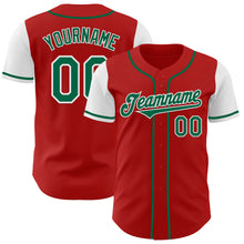 Load image into Gallery viewer, Custom Red Kelly Green-White Authentic Two Tone Baseball Jersey