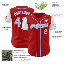 Load image into Gallery viewer, Custom Red Light Blue-White Authentic Two Tone Baseball Jersey