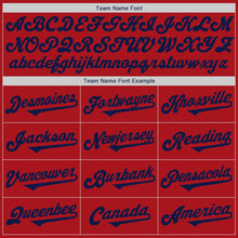 Load image into Gallery viewer, Custom Red Navy Authentic Two Tone Baseball Jersey