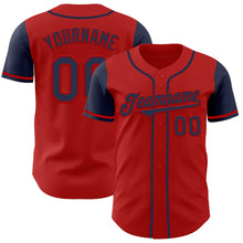 Load image into Gallery viewer, Custom Red Navy Authentic Two Tone Baseball Jersey