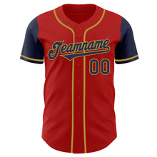 Load image into Gallery viewer, Custom Red Navy-Old Gold Authentic Two Tone Baseball Jersey
