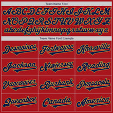 Load image into Gallery viewer, Custom Red Navy-Old Gold Authentic Two Tone Baseball Jersey