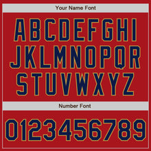 Load image into Gallery viewer, Custom Red Navy-Old Gold Authentic Two Tone Baseball Jersey