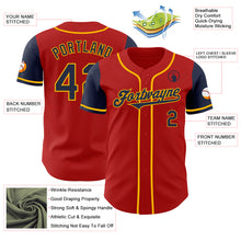 Load image into Gallery viewer, Custom Red Navy-Gold Authentic Two Tone Baseball Jersey