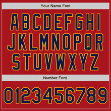 Load image into Gallery viewer, Custom Red Navy-Gold Authentic Two Tone Baseball Jersey