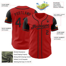 Load image into Gallery viewer, Custom Red Black Authentic Two Tone Baseball Jersey