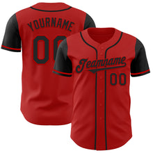 Load image into Gallery viewer, Custom Red Black Authentic Two Tone Baseball Jersey