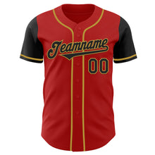 Load image into Gallery viewer, Custom Red Black-Old Gold Authentic Two Tone Baseball Jersey