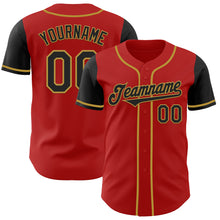 Load image into Gallery viewer, Custom Red Black-Old Gold Authentic Two Tone Baseball Jersey