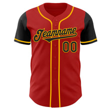 Load image into Gallery viewer, Custom Red Black-Gold Authentic Two Tone Baseball Jersey