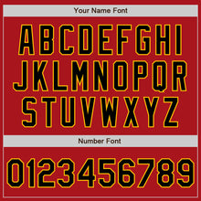 Load image into Gallery viewer, Custom Red Black-Gold Authentic Two Tone Baseball Jersey
