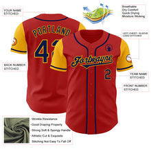 Load image into Gallery viewer, Custom Red Navy-Gold Authentic Two Tone Baseball Jersey