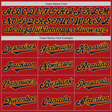 Load image into Gallery viewer, Custom Red Navy-Gold Authentic Two Tone Baseball Jersey