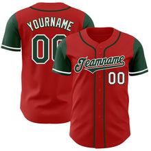 Load image into Gallery viewer, Custom Red Green-White Authentic Two Tone Baseball Jersey