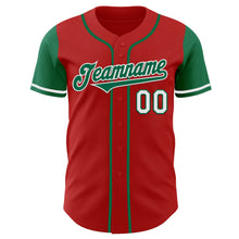 Load image into Gallery viewer, Custom Red Kelly Green-White Authentic Two Tone Baseball Jersey