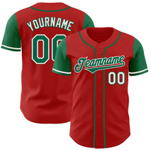 Load image into Gallery viewer, Custom Red Kelly Green-White Authentic Two Tone Baseball Jersey