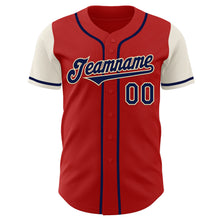 Load image into Gallery viewer, Custom Red Navy-Cream Authentic Two Tone Baseball Jersey