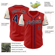 Load image into Gallery viewer, Custom Red Navy-Cream Authentic Two Tone Baseball Jersey