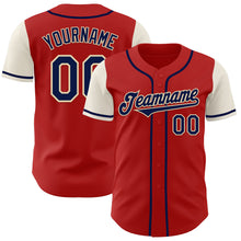 Load image into Gallery viewer, Custom Red Navy-Cream Authentic Two Tone Baseball Jersey