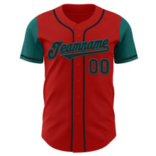Load image into Gallery viewer, Custom Red Black-Teal Authentic Two Tone Baseball Jersey