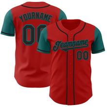 Load image into Gallery viewer, Custom Red Black-Teal Authentic Two Tone Baseball Jersey