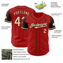 Load image into Gallery viewer, Custom Red Cream-Brown Authentic Two Tone Baseball Jersey