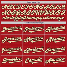 Load image into Gallery viewer, Custom Red Cream-Brown Authentic Two Tone Baseball Jersey