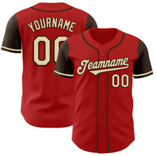 Load image into Gallery viewer, Custom Red Cream-Brown Authentic Two Tone Baseball Jersey